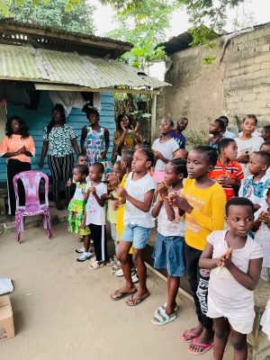 kids singing at douala outreach 2022